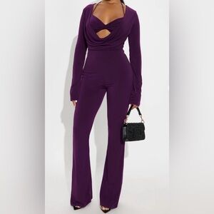 Thalia Long Sleeve Jumpsuit - Plum